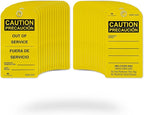 TRADESAFE Bilingual Out of Service Tags, Fuera de Servicio - 30 Yellow Caution Sign with 30 Cable Ties, Durable 32 mil Vinyl, Caution Tags for Equipment Repair or Service, Accident Prevention