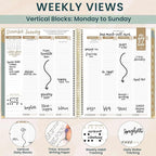 bloom daily planners 2026 Hardcover Calendar Year Goal & Vision Planner (January to December) - Monthly & Weekly Agenda Organizer - 7.5" x 9" - Green Linen