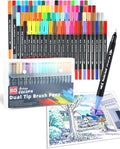AEDAGA 80 Colors Dual Tip Brush Pens, Fine Felt Tip and Brush Tips Colored Pens for Adults, Coloring Markers for Coloring Book Bullet Journaling Note Taking Hand Lettering