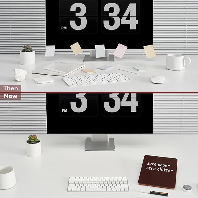 YEOUX Glass Small Whiteboard with Reversible Wood Stand for Desk, Burgundy Red, Mini Dry Erase Board, Desktop Small White Board 9.5"x6.7" for Office, Home, Kitchen, Marker & Eraser Included