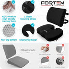 FORTEM Seat Cushion, Office Chair Cushion, Lumbar Support Pillow for Office Chair, Memory Foam Sciatica Coccyx Tailbone Pressure Pain Relief, Car Sitting Pad, Washable Non Slip, XL