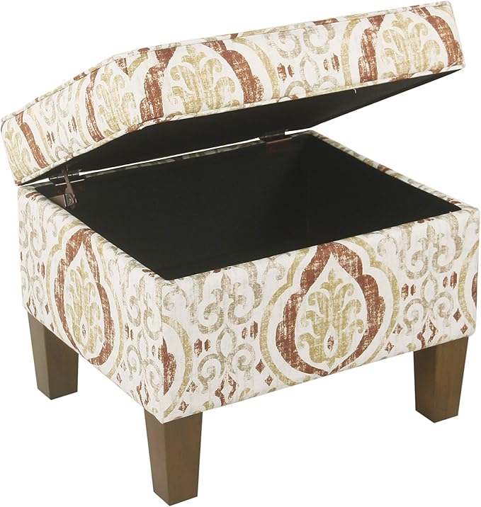 Spatial Order Square Ottoman - Burnt Orange and Cream Medallion