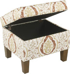 Spatial Order Square Ottoman - Burnt Orange and Cream Medallion