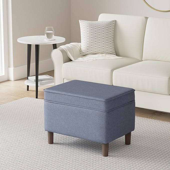 Spatial Order Home Decor | Dinah Collection Modern Storage Ottoman | Ottoman with Storage for Living Room & Bedroom (Navy)