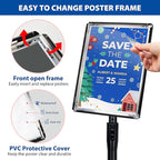VAIIGO 4 Pack Sign Holder Stands - 11 x17 inch Standing Sign Stand, Adjustable Poster Sign Holder Pedestal Floor Sign Stand, Aluminum Snap Open Frame for Vertical & Horizontal View Sign Stand, Black