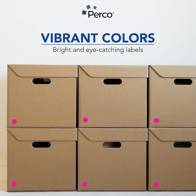 Perco Fluorescent Pink 1-Inch Perforated Circle Dot Sticker Labels — 10 Rolls, 10,000 Round Stickers — with Permanent Adhesive for Inventory Management, Color Coding, Garage Sales, Crafts—Made in USA