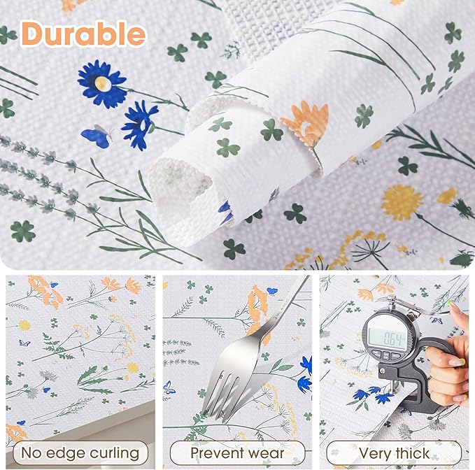 ALIUNI Drawer and Shelf Liner, Non-Slip Kitchen Cabinet Liners Non-Adhesive Thick Strong Grip Waterproof Washable Mats Protect Dresser Shelves Cupboard Bathroom Cabinets, Flower, 12 in X 20 FT