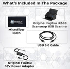 IX500 Scansnap Receipt Scanner - 1 Year Warranty, USB High Speed Cloud Enabled Document & Photo Scanner for Mac & PC - ADF with Duplex Scanning w/ 16V, USB 3.0 Cable, Cloth (Renewed)