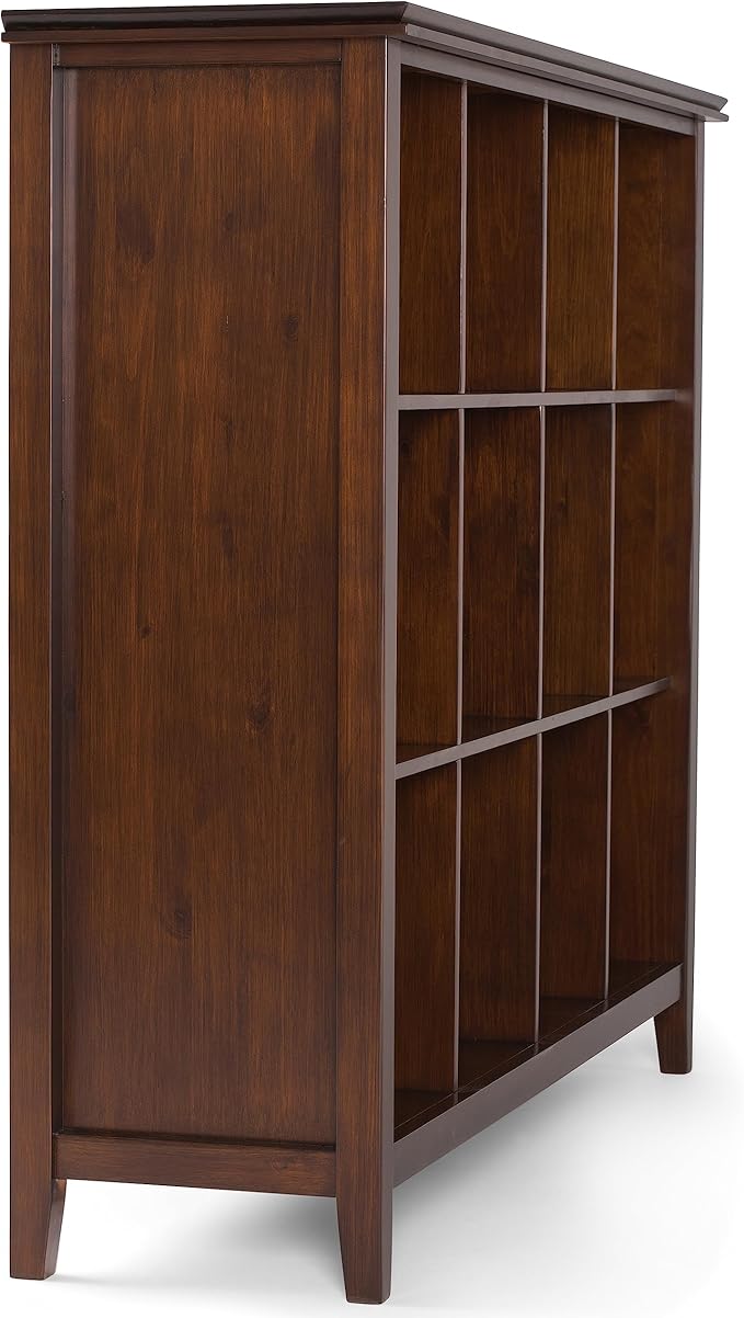 SIMPLIHOME Artisan Bookcase - 57 inch Tall 12-Cube Solid Wood Cube Organizer in Russet Brown, Transitional Storage Bookcase for Living Room, Study Room or Office with Fixed Shelves and Tapered Legs