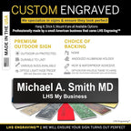 Personalized Name Plate with Choice of Mounting Holders for Walls, Doors, Cubicles, Hanging and More - Custom Black Plastic White Letters - USA Made 2x6 - B2