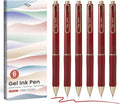 Taja Gel Pens, 6 Pcs Quick Dry Red Gel Ink Pens, 0.5mm Fine Point Smooth Writing Pens for Journaling and Note Taking, Cute Aesthetic Pens for Women & Men-Red Ink