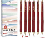 Taja Gel Pens, 6 Pcs Quick Dry Red Gel Ink Pens, 0.5mm Fine Point Smooth Writing Pens for Journaling and Note Taking, Cute Aesthetic Pens for Women & Men-Red Ink