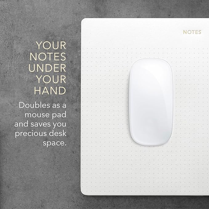 Pinesman - Mouse Pad Notepad for Professionals, 9.8" x 7.9", 50 Sheets, Minimalist, Gold Foiled, Dotted Layout, Executive's Desk Note Pad, To Do List Notepad, Eco-friendly, FSC™ Certified Planner Pad