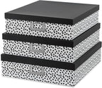 Soul & Lane Decorative Storage Boxes With Lids, Set of 3 Nesting Black and White Letter and Document Box Set for Photos, Scrapbooks, Keepsakes (Whimsical Triangles)