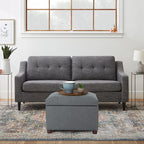 Decent Home 24'' Fabric Ottoman with Storage Rectangle Foot Rest Ottomans Stool for Bedroom Living Room(Gray)