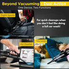 Luminoire Car Vacuum Portable Cordless, 18500Pa Cordless 2-in-1 Vacuum & Air Duster, 5000mAh Battery, 130W Brushless Motor, Handheld with LED Light, Multi Nozzles for Car, Home, Office, Pet