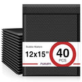 Fuxury Black Bubble Mailers 12x15" Padded Envelopes 40 Pack Large Bubble Mailer Strong Adhesion Padded Mailer,Self-Seal Envelope for Mailing Small Business,Magazine, Clothing.