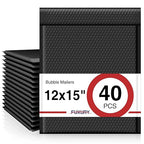 Fuxury Black Bubble Mailers 12x15" Padded Envelopes 40 Pack Large Bubble Mailer Strong Adhesion Padded Mailer,Self-Seal Envelope for Mailing Small Business,Magazine, Clothing.