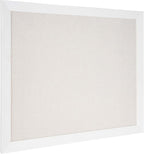 DesignOvation Beatrice Framed Linen Fabric Pinboard, 27x33, White, Rustic Wall Organization