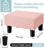 BRIAN & DANY Small Foot Stool Ottoman, Footstool with Legs, Teddy Velvet Foot Rest for Living Room, Bedroom and Office, Pink