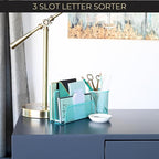 BLU MONACO Aqua Metal Mesh Letter Sorter for Desk| Modern Desk Organizer | Space-Saving Vertical Mail Holder | Office & Home Paper Organizer | Outgoing Mail Holder
