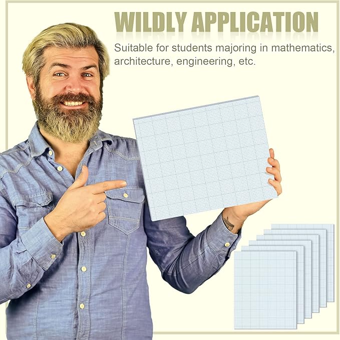 Ctosree 3 Pcs 8.5 x 11 Quadrille Pads 10 Squares Per Graph Paper Pad Back to School Engineer Grid Paper Pad for School Supplies 50 Sheets/Pack