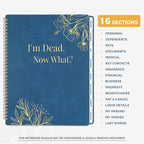 SUNEE End of Life Planner - I‘m Dead Now What Planner, Large Print Spiral-Bound Estate Organizer with Tabs for Seniors & Family. Covers Final Wishes, Passwords & Funeral Planning.A4（9"x11.2"), Blue
