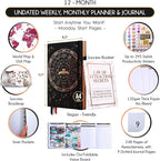 Life Planner - Undated Weekly & Monthly Planner, 12-Month Journey to Increase Productivity | Gratitude Journal, Life Organizer & Goal Journal | Include Foldable Vision Board, Habit Tracker & Stickers