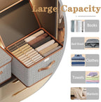 Tuza 4 Pack Storage Bins with Lids, Collapsible Closet Organizer Container, Fabric Organizer Box with Handles, Decorative Storage Boxes with Lids for Organizing Clothes, Blanket, Light Grey, Medium
