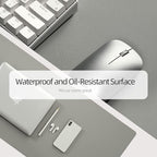 Wolaile PU Leather Desk Pad Blotter,Light Grey Waterproof Office Desktop Mat,36x17in Non-Slip Large Mouse Pad/Writing Protector/Desk Accessories