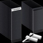 Containlol 60 Sets Moveable Shelf Label Display Holders with Label Inserts and Marker Clear Shelves Tag Plastic Shelf Markers Teachers Gift for Classroom Office Book Shelves(6.5 x 3 x 0.63 Inch)