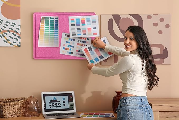Yunihome Large Bulletin Board - Foldable 36x17.5 Inches Cork Board Alternative with 20 Push Pins, Self-Adhesive Felt Bulletin Board for Wall, Home Office Classroom Decor