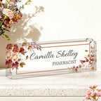 Ship Next Day-Custom Name Plate for Desk, Desk Name Plate Personalized, Acrylic Office Desk Accessories, Appreciation Gifts for Coworkers Employee Boss Teachers Women Men (Rose)