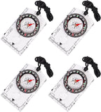 4 Pcs Outdoor Compass with Adjustable Declination,Magnifier,Ruler,Scale. Multifunctional Orienteering Waterproof Compass for Map Reading, Navigation, Hiking