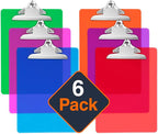 Plastic Clipboards with Butterfly Clip Set of 6-12.5 x 9 Inch Multi Color Plastic Clipboards Bulk - Clear Clipboards Bulk Classroom Holds 100 Sheets, Acrylic Clipboard Clear 6 Pack