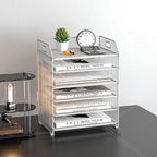 6 Tier Desk Organizer, Heavy-Duty Thick Metal Letter Tray Organizer, Large Capacity Desktop File Organizer for Heavy Files, Easy to Assemble for Home, Office & Classroom,Black,White