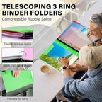 WOT I Telescoping Project Organizer 2-Pack, Refillable Binder with Dividers and Pockets, 13 Pocket Folders, 1 Inch 3 Ring Binder, Green