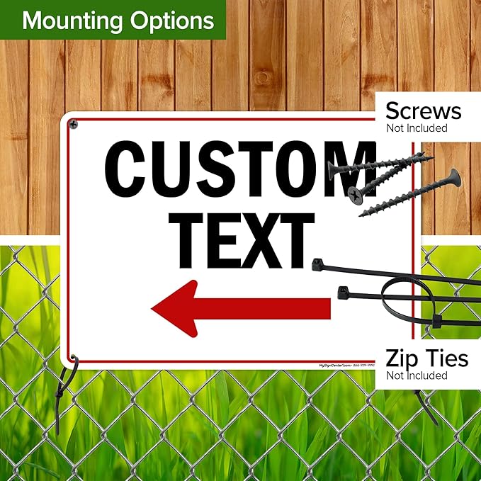 Custom Arrow,Custom Directional Sign, Left Arrow,10x14 Inches, 55 mil thick HDPE (high density polyethylene), Made in USA by My Sign Center