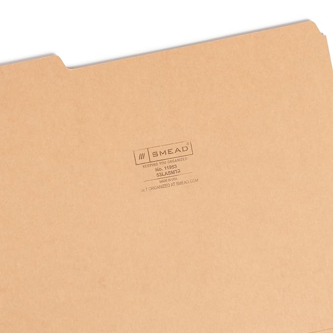 Smead Standard File Folders, 100 Count, Assorted Pastel Colors, 1/3-Cut Tabs, Letter Size (11953)