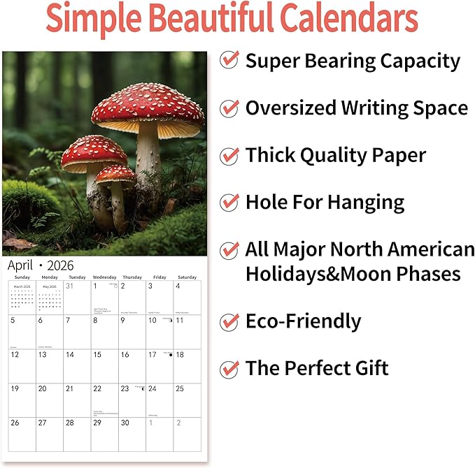 2026 Wall Calendar,Calendar 2026, November 2025 - December 2026, Wall Calendar Mystic Forests, 12" x 24" Opened,Full Page Months Thick & Sturdy Paper for Gift Perfect Calendar Organizing & Planning