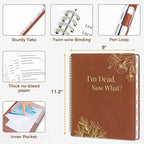 SUNEE End of Life Planner - I‘m Dead Now What Planner, Large Print Spiral-Bound Estate Organizer with Tabs for Seniors & Family. Covers Final Wishes, Passwords & Funeral Planning.A4（9"x11.2"), Brown