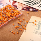 WILLBOND 500 Pack Map Push Pins Map Tacks Small Round Head Push Pins Thumb Tacks for Travel Picture Photo Bulletin Board Wall DIY Craft School Office Home(Orange,1/6 Inch)
