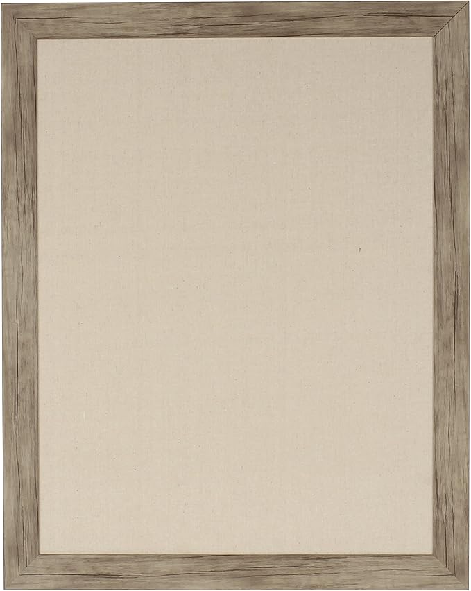 DesignOvation Beatrice Framed Linen Fabric Pinboard, 23x29, Rustic Brown