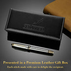 BEILUNER 315 Silver Chrome Fountain Pen,Stunning Luxury Pens with 24K Gold Accents, Gorgeous 24K Gilded Nib(Fine), Ink Converter,Fancy Pen Gift for Men&Women-Elegant, Office, Writing, Nice Design