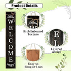 Welcome Porch Sign Decor Wooden Hanging Sign Door Porch Standing Decorative Signs Plaques for Front Door Farmhouse Outdoor Indoor Welcome Sign 47.2"H（black）