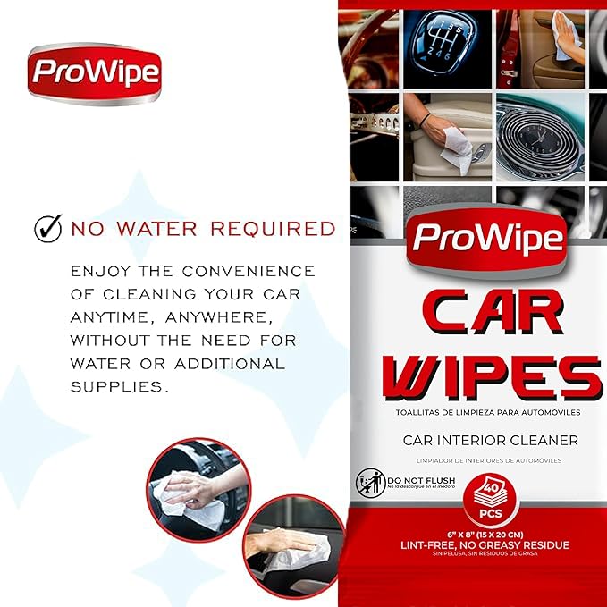 Prowipe Car Cleaning Wipes - Car Interior Cleaner, Dashboard Cleaner, 1x40 Count Residue-Free Wipes for Interior Surfaces, From Dashboard to Leather Seats, Must Have Accessories