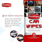 Prowipe Car Cleaning Wipes - Car Interior Cleaner, Dashboard Cleaner, 1x40 Count Residue-Free Wipes for Interior Surfaces, From Dashboard to Leather Seats, Must Have Accessories