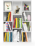 Furinno LUDER Book Shelf, 11-Cube Bookshelf, Reversible Bookcase, 9.4 x 29.1 x 41.7, for Living Room, Bedroom, Home Office, White