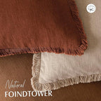 Foindtower Set of 2 Decorative Linen Fringe Throw Pillow Covers Cozy Boho Farmhouse Cushion Cover with Tassels Soft Accent Pillowcase for Couch Sofa Bed Living Room Home Decor, 26×26 Inch,Orange Brown