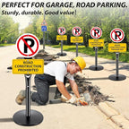 VAIIGO 2Pack Heavy Duty Parking Sign Post for Outside, 20lbs Cast Iron Base Sign Post for Outdoor Sign Holder, Yard Sign Stand, Street Sign Post, 49" Height, Black